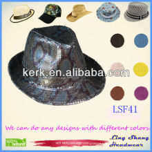 LSF41, Sequins Decorative made from Cotton/Polyester Fedora Hat